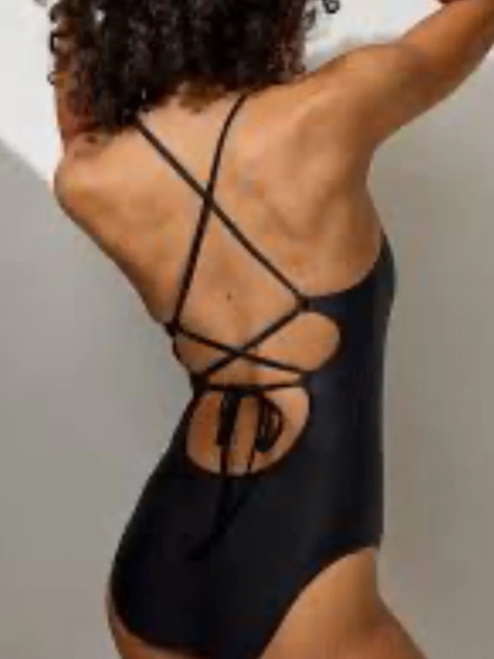🪴 aerie Black Lace-Up Back One-Piece Swimsuit - NWT - Picture 2 of 8